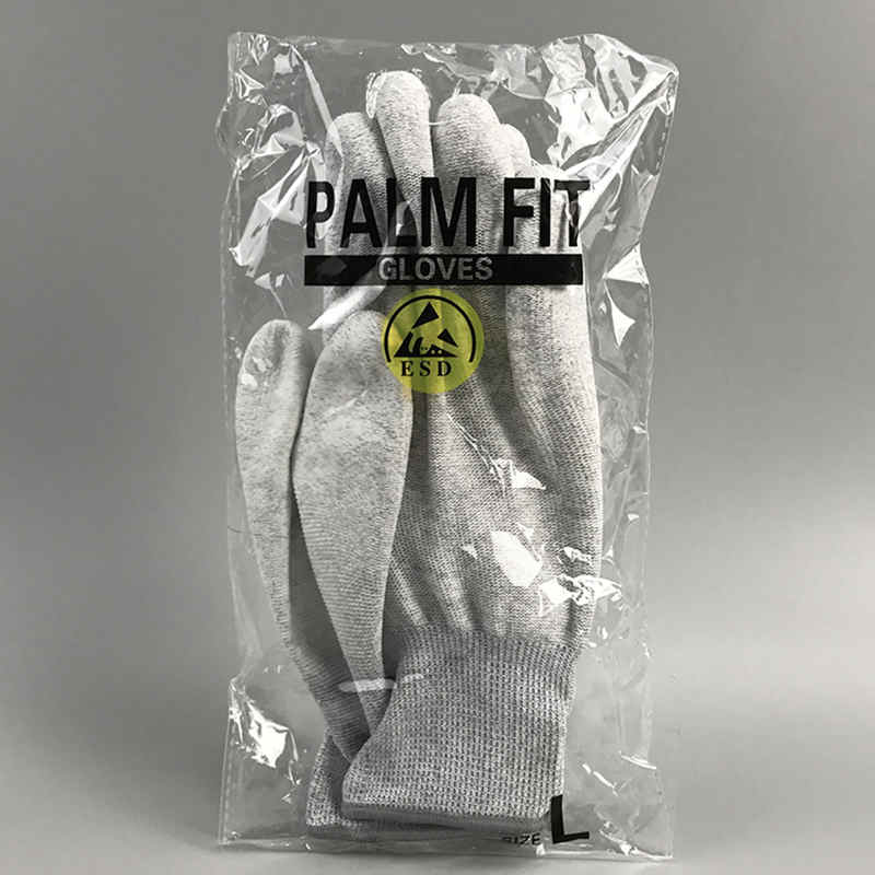 Níolón snáithín carbóin esd palm pu lámhainní brataithe